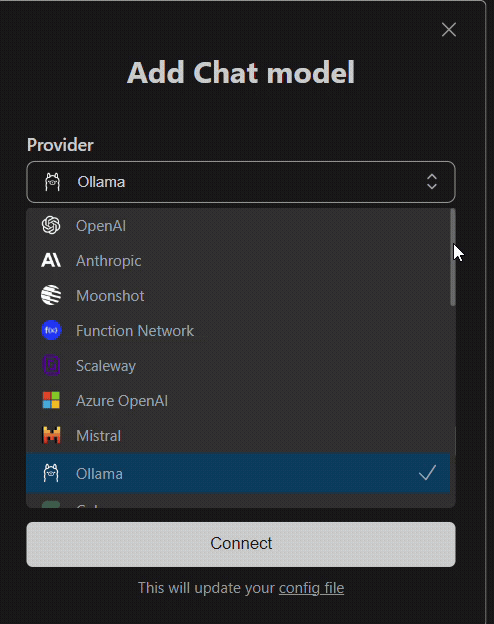 Models available in Continue